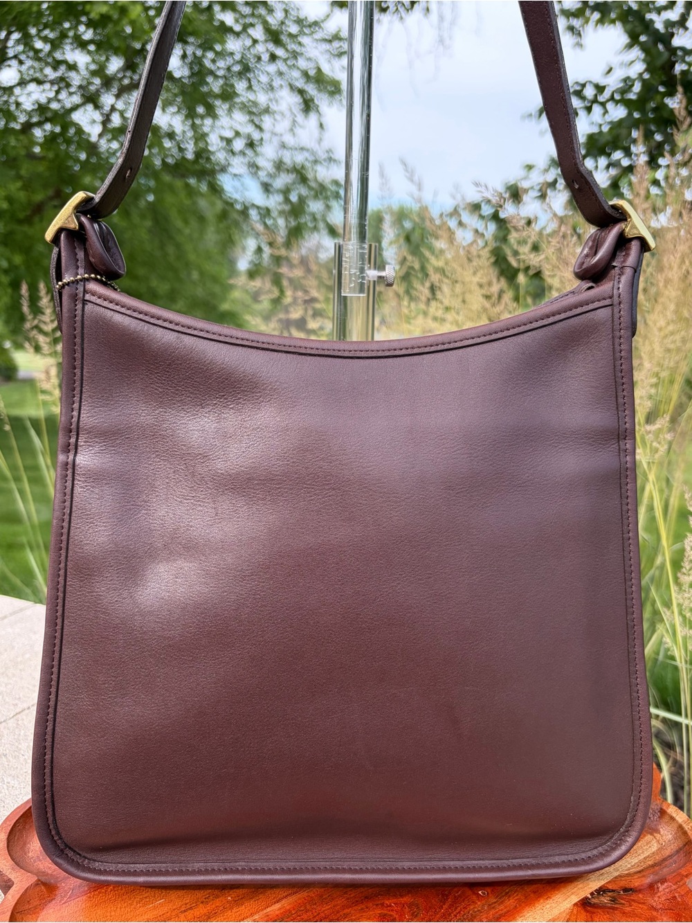 Vintage COACH Andrea Slim Mahogany Leather Hobo Shoulder Bag Rare 9073 - Picture 10 of 17